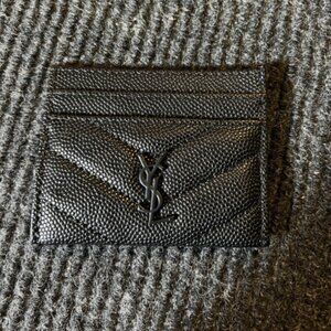 YSL, Saint Laurent Monogram CASSANDRE MATELASSÉ CARD CASE IN GRAIN DE POUDRE EMB